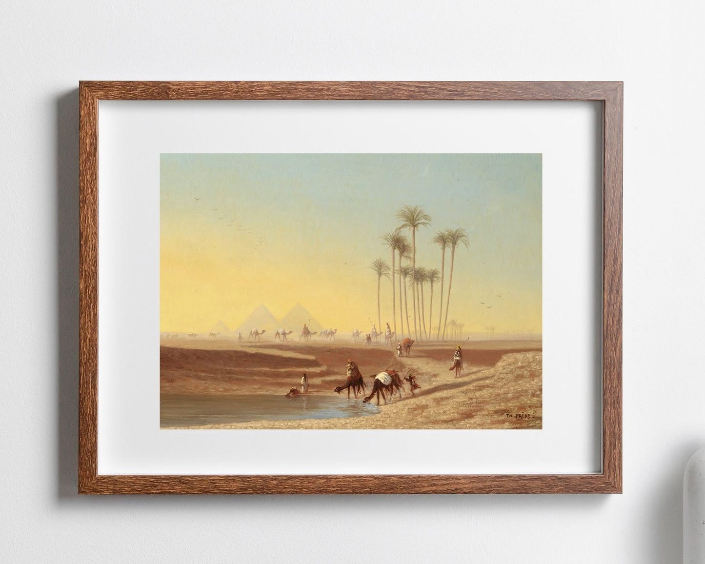 Oasis By The Pyramids Painting by Charles Theodore Wall Art Print wood framed