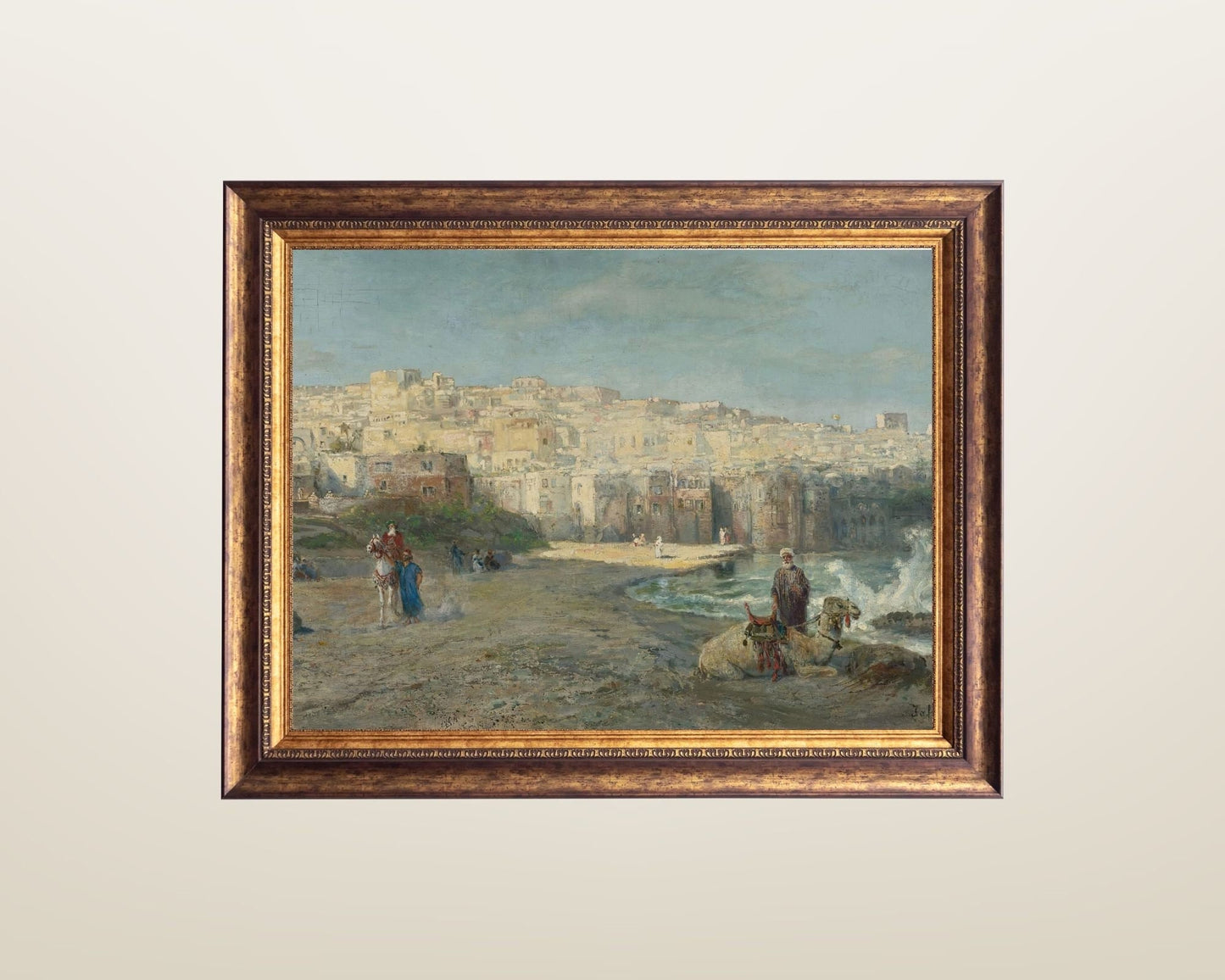 A Port of Jaffa Painting by Pierre Tetar Art Print Reproduction framed