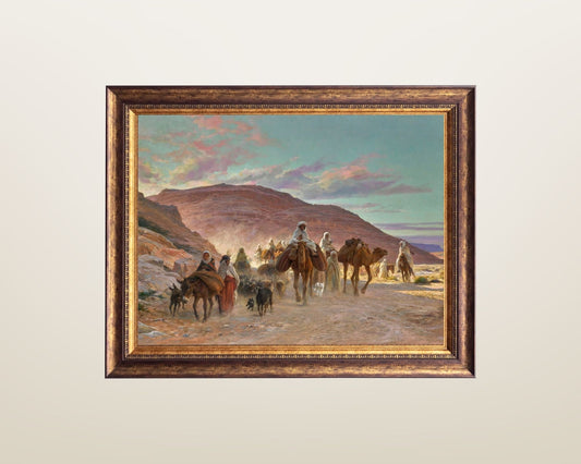 A Desert Caravan Painting by Eugine Girardet Wall Art Print framed