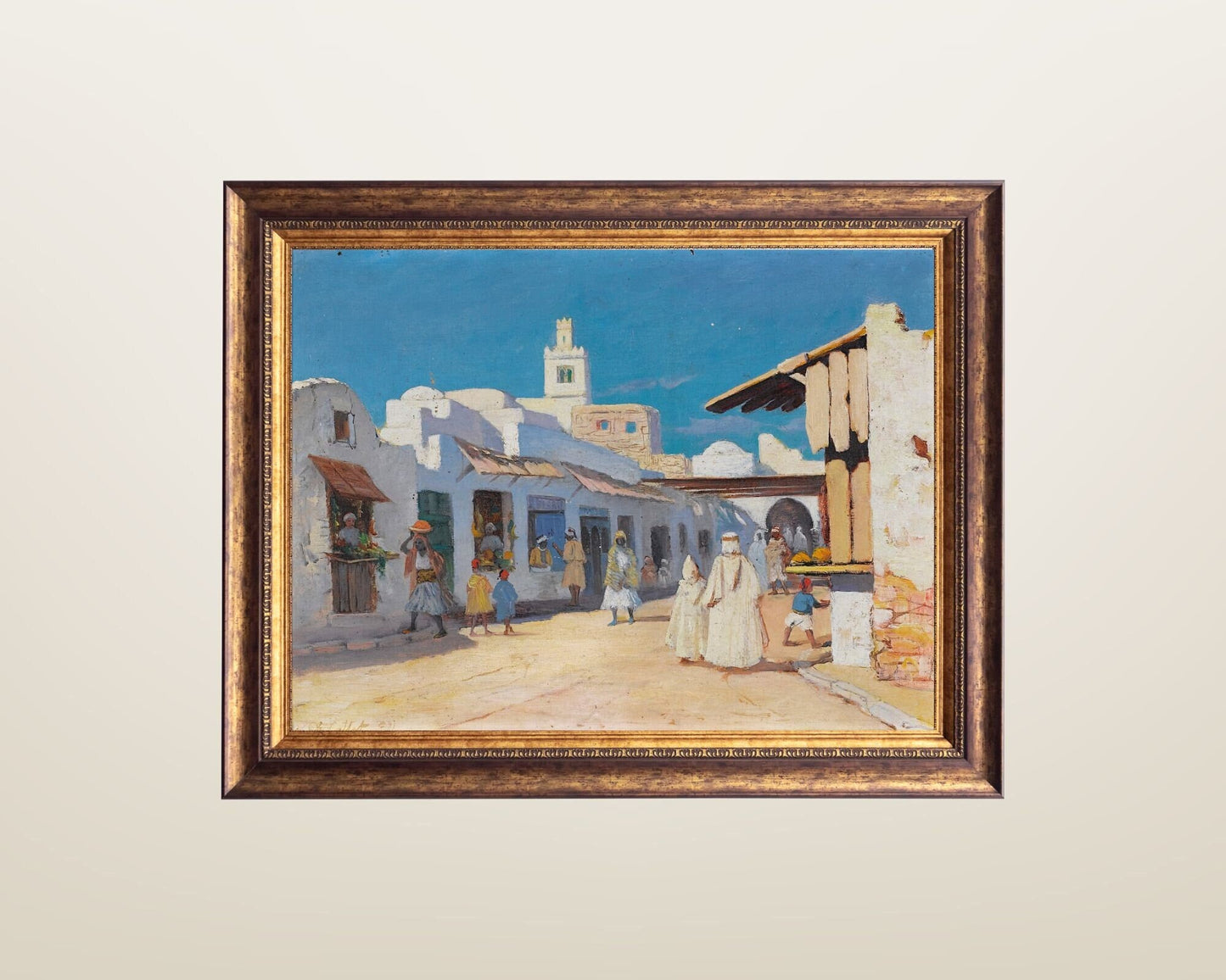 A Street in Tunis Painting by Charles Cottet Art Print framed