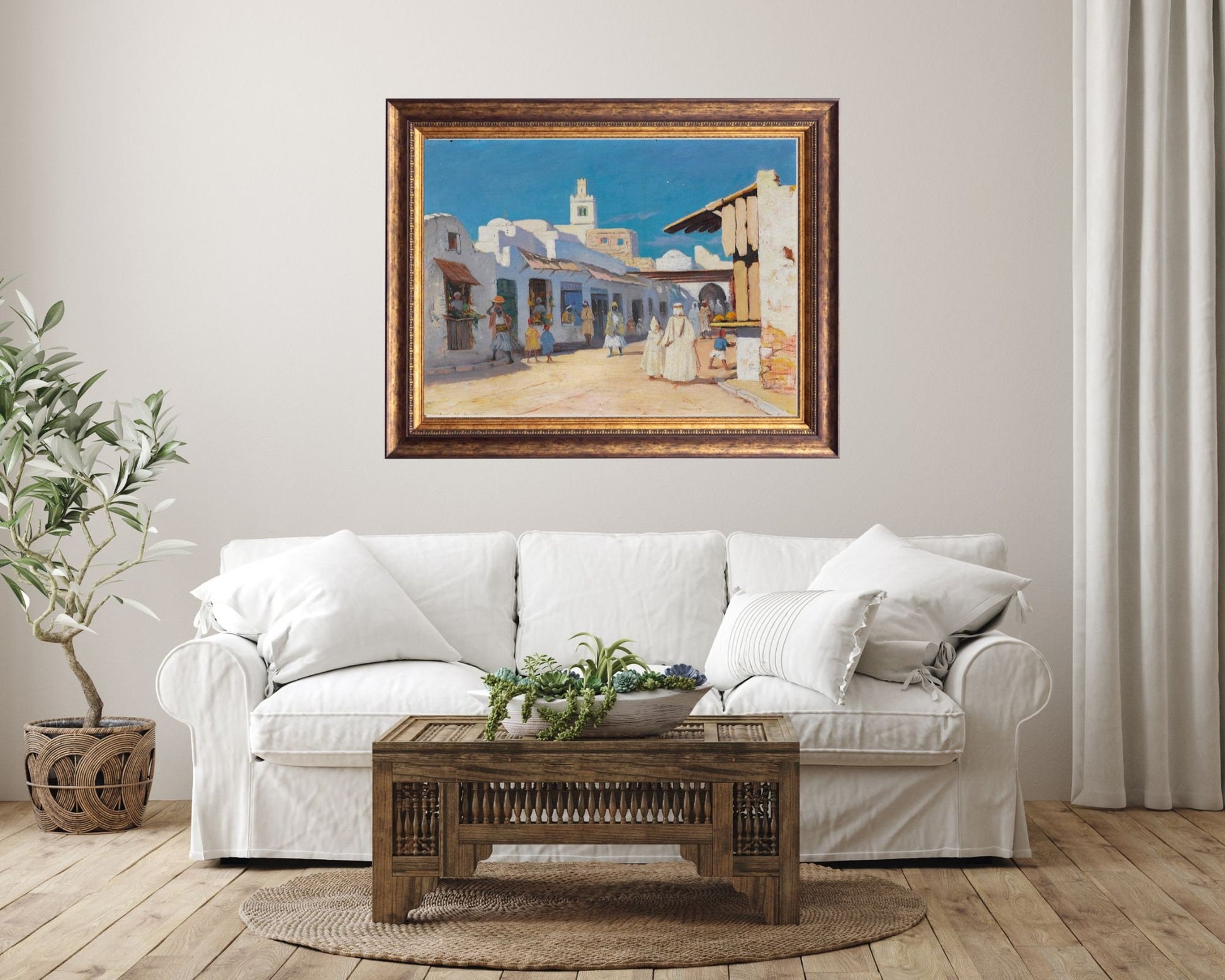 A Street in Tunis Painting by Charles Cottet Art Print Reproduction framed