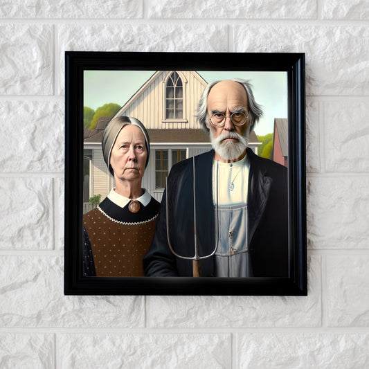 Ai Generated art American Gothic Painting inspired by Grant Wood