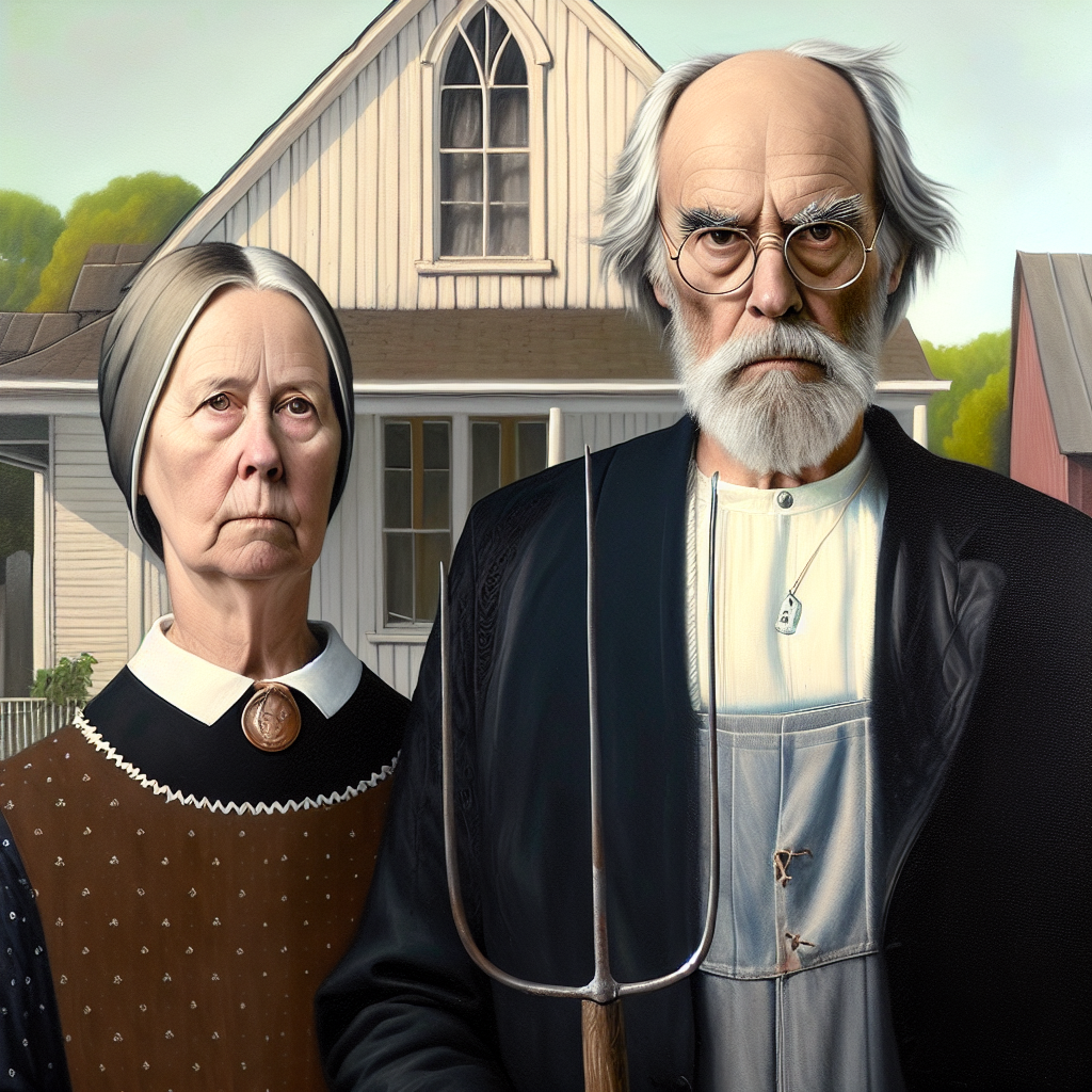 Ai Art Painting American Gothic inspired by Grant Wood