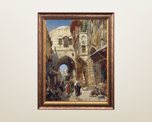David Street Painting by Gustav Bauernfeind Wall Art Print framed