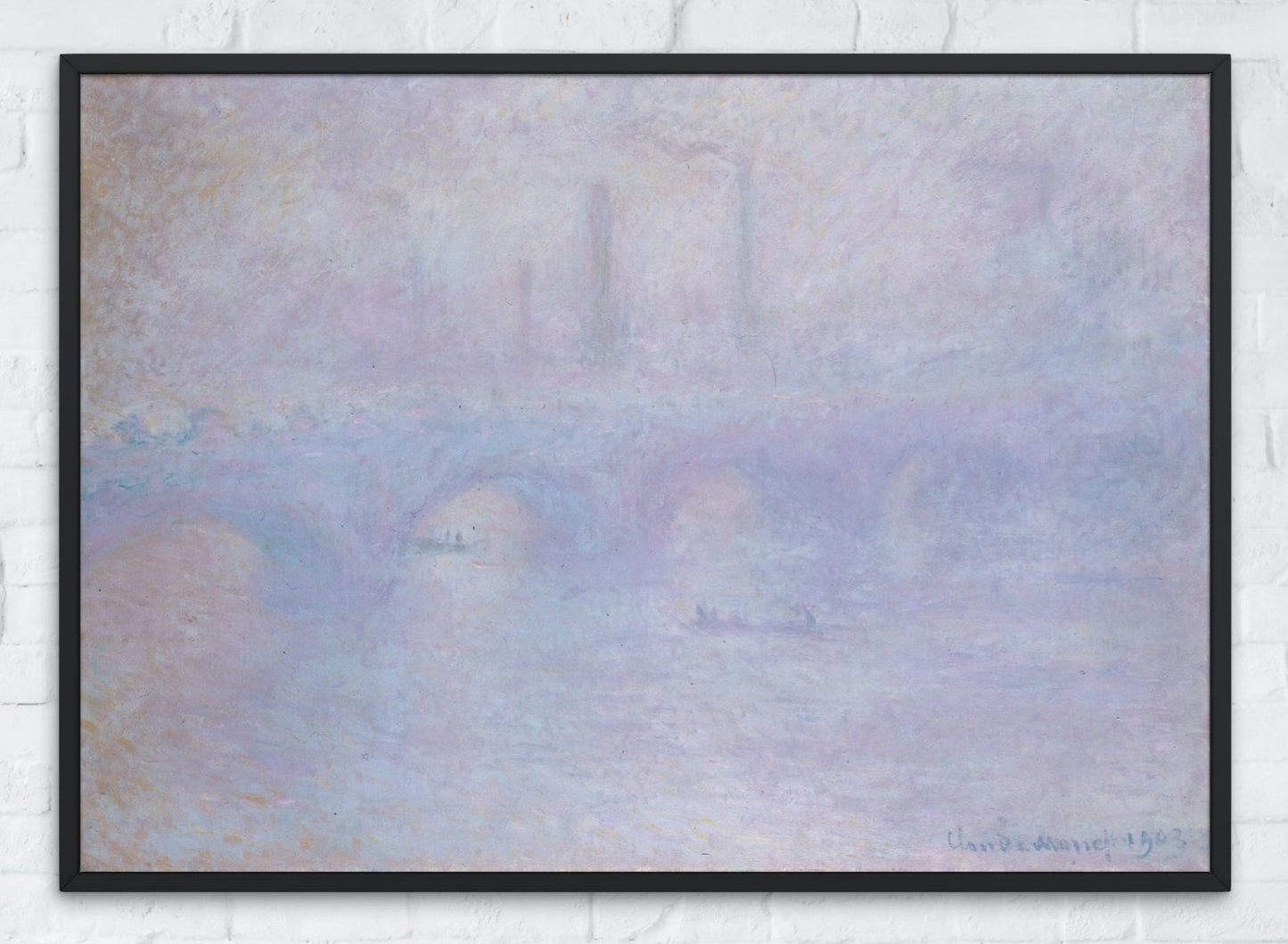 waterloo bridge by Monet Art print hanging on wall