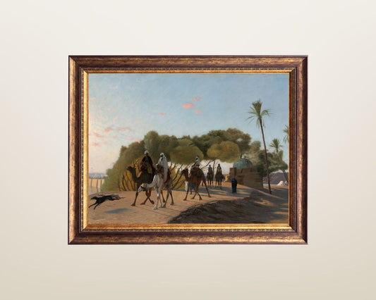 Leaving the Oasis Painting by Jean Leon Gerome Wall Art Print framed