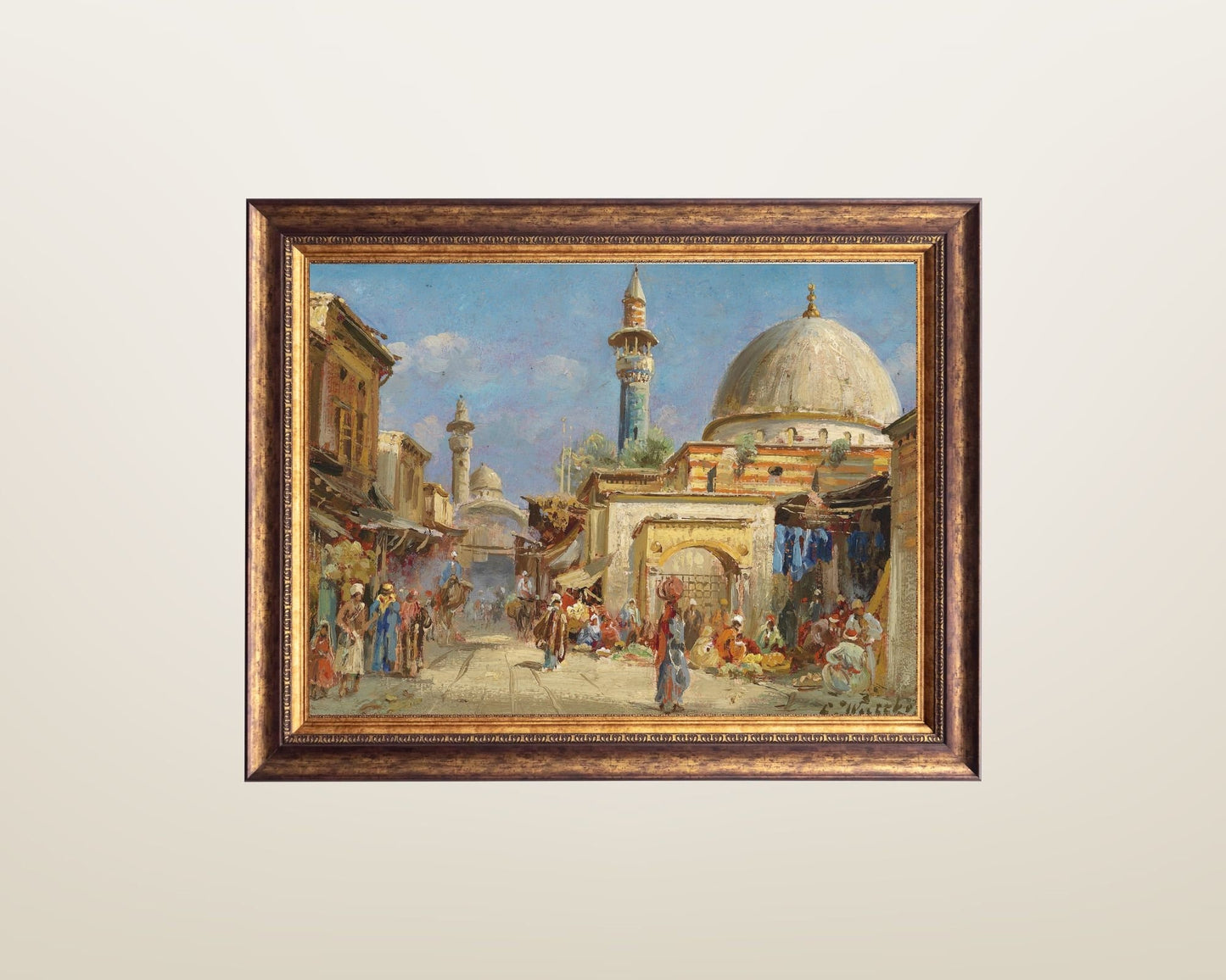Orientalist Street syria by Carl Wuttke Art print framed