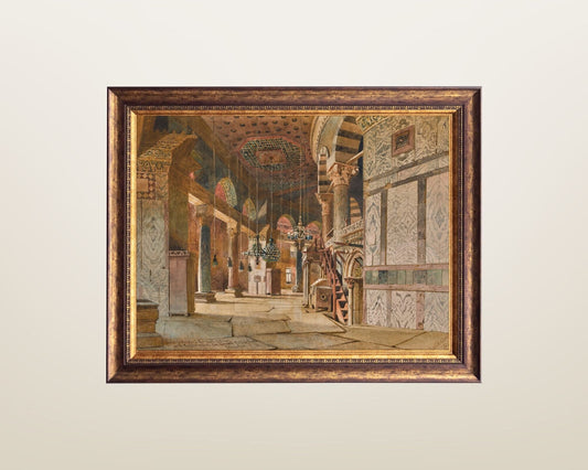The Inner Corridor of the Dome of the Rock Painting by Carl Haag Art Print framed