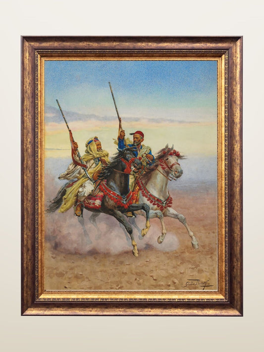 Two Horsemen Painting by Giullio Rosati Wall Art Print