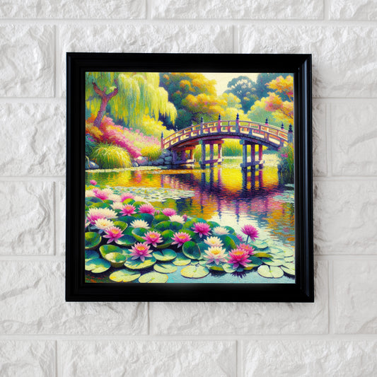 Water Lilies Ai Art Painting framed inspired by Claude Monet 