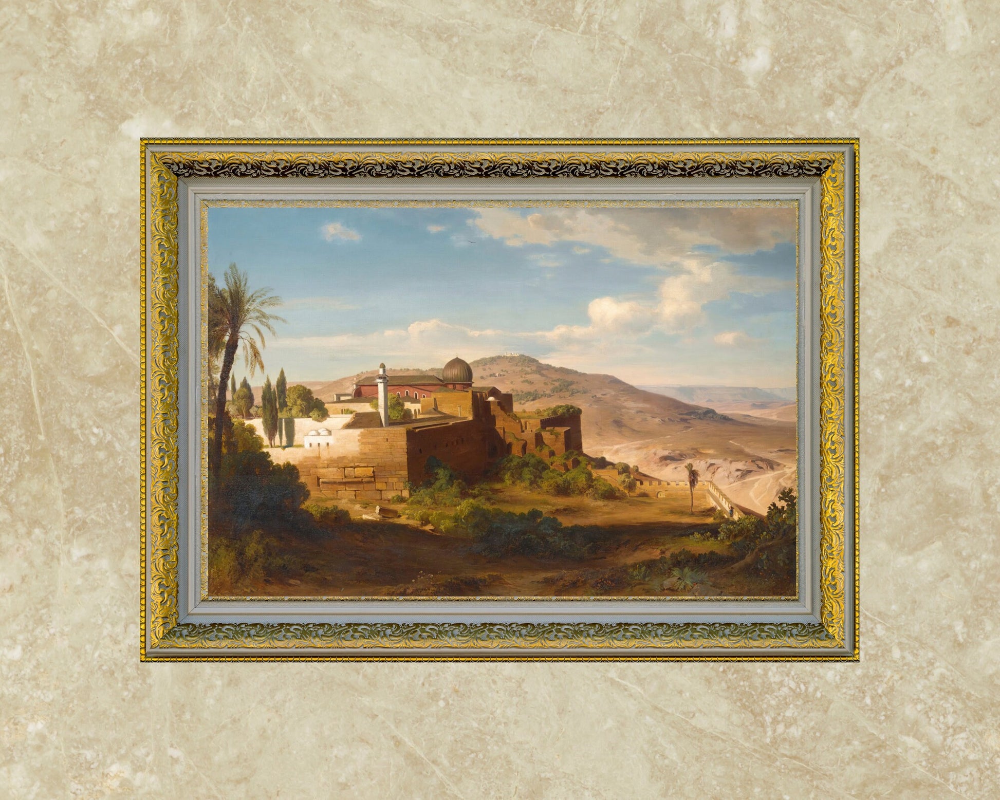 Al-Aqsa Mosque Jerusalem by August Loffler Art Print gold frame 