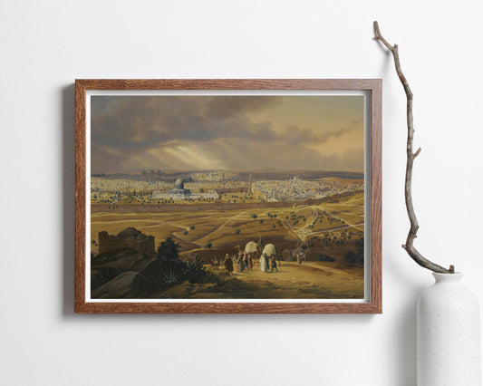 View of Jerusalem painting by Hubert Sattler Art Print wood framed