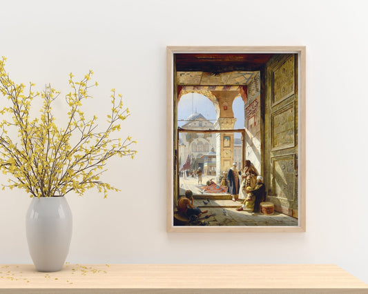The Gate of the Great Umayyad Mosque by Gustav Baurenfeind Art Print reproduction framed hanging aboe shelf