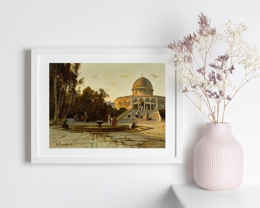 Dome of the Rock Painting by Hermann Corrodi Wall Art Print white frame