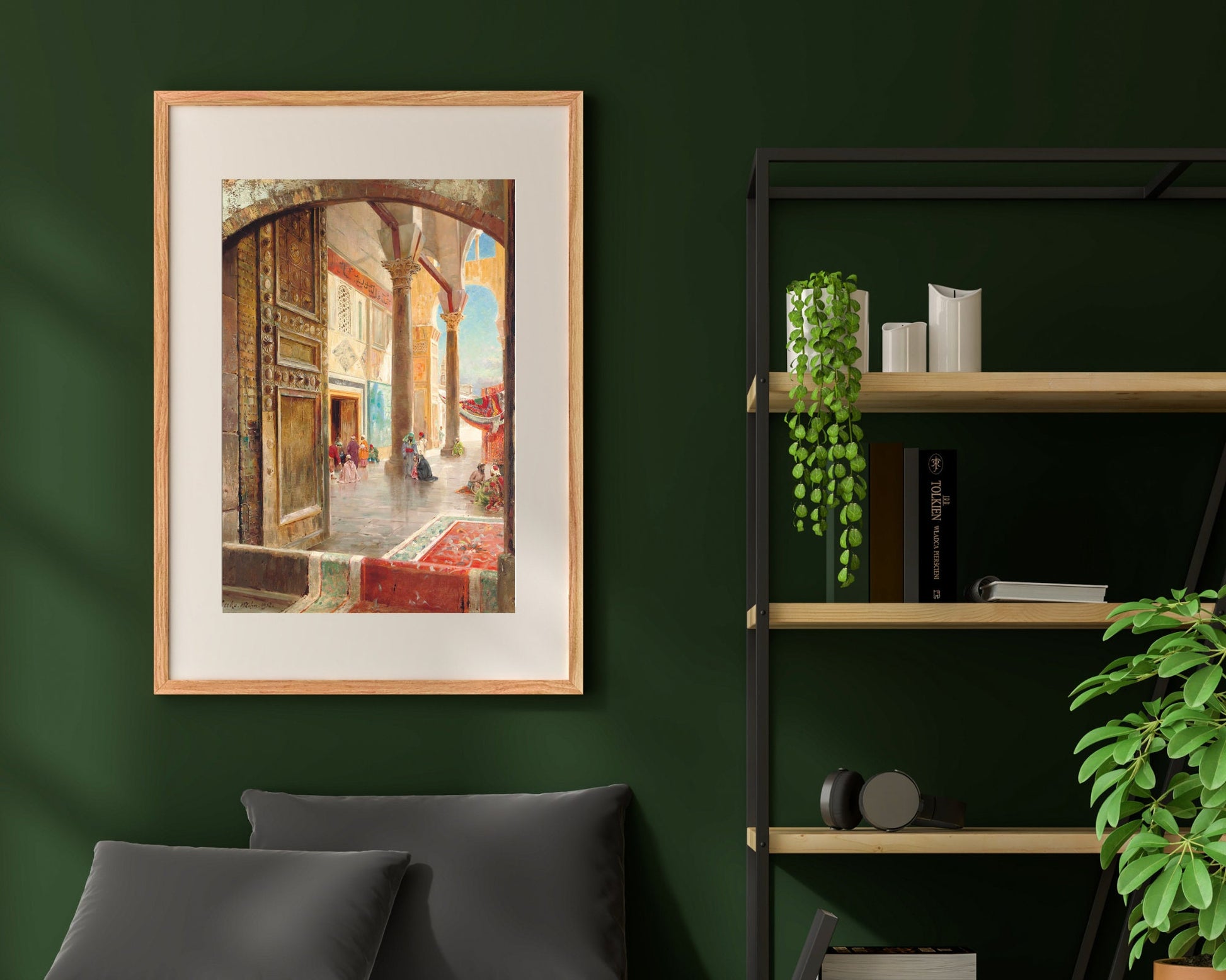 The Great Umayyad Mosque Painting by Gustav Bauernfeind Wall Art Print framed 