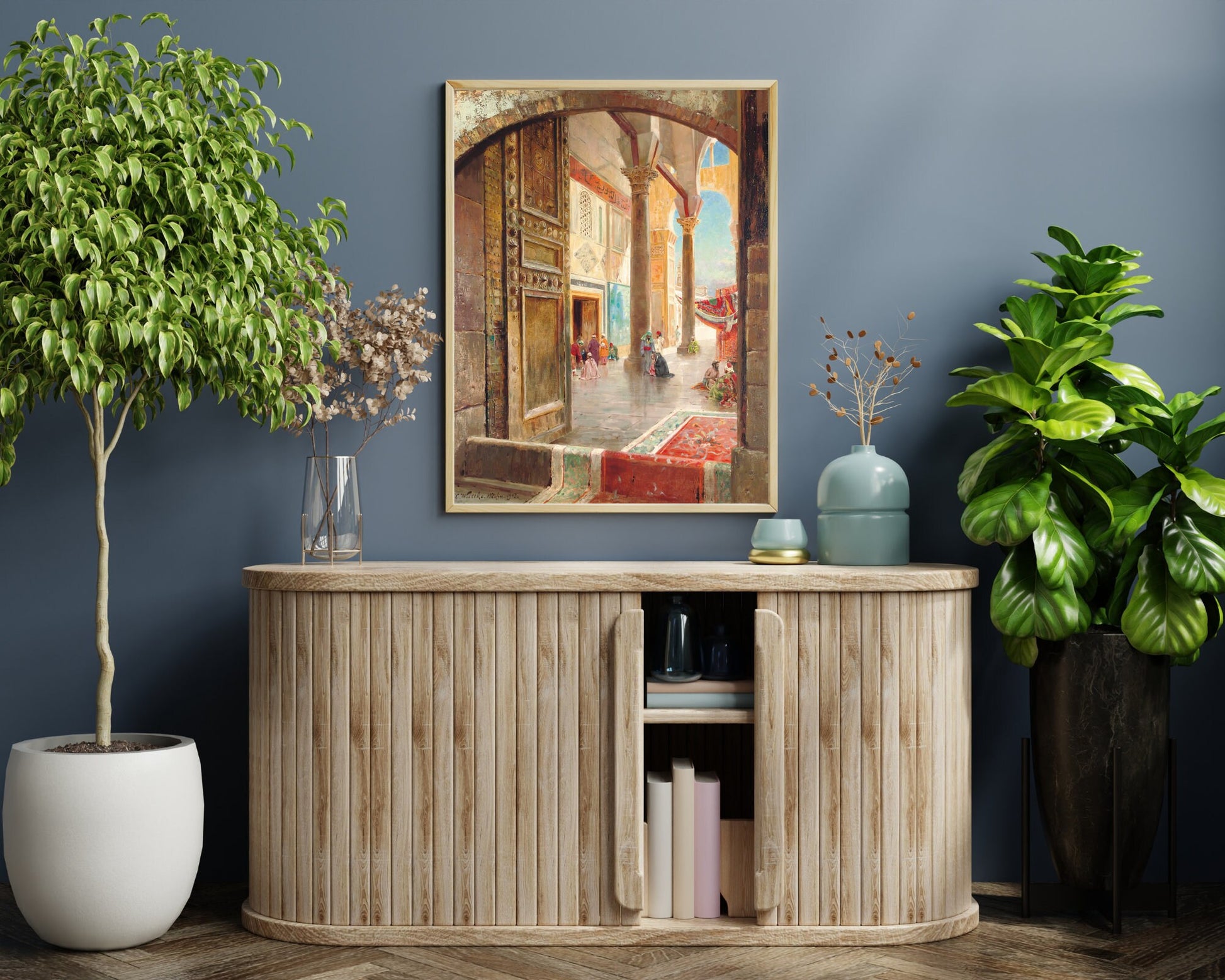 The Great Umayyad Mosque Painting by Gustav Bauernfeind Wall Art Print framed 