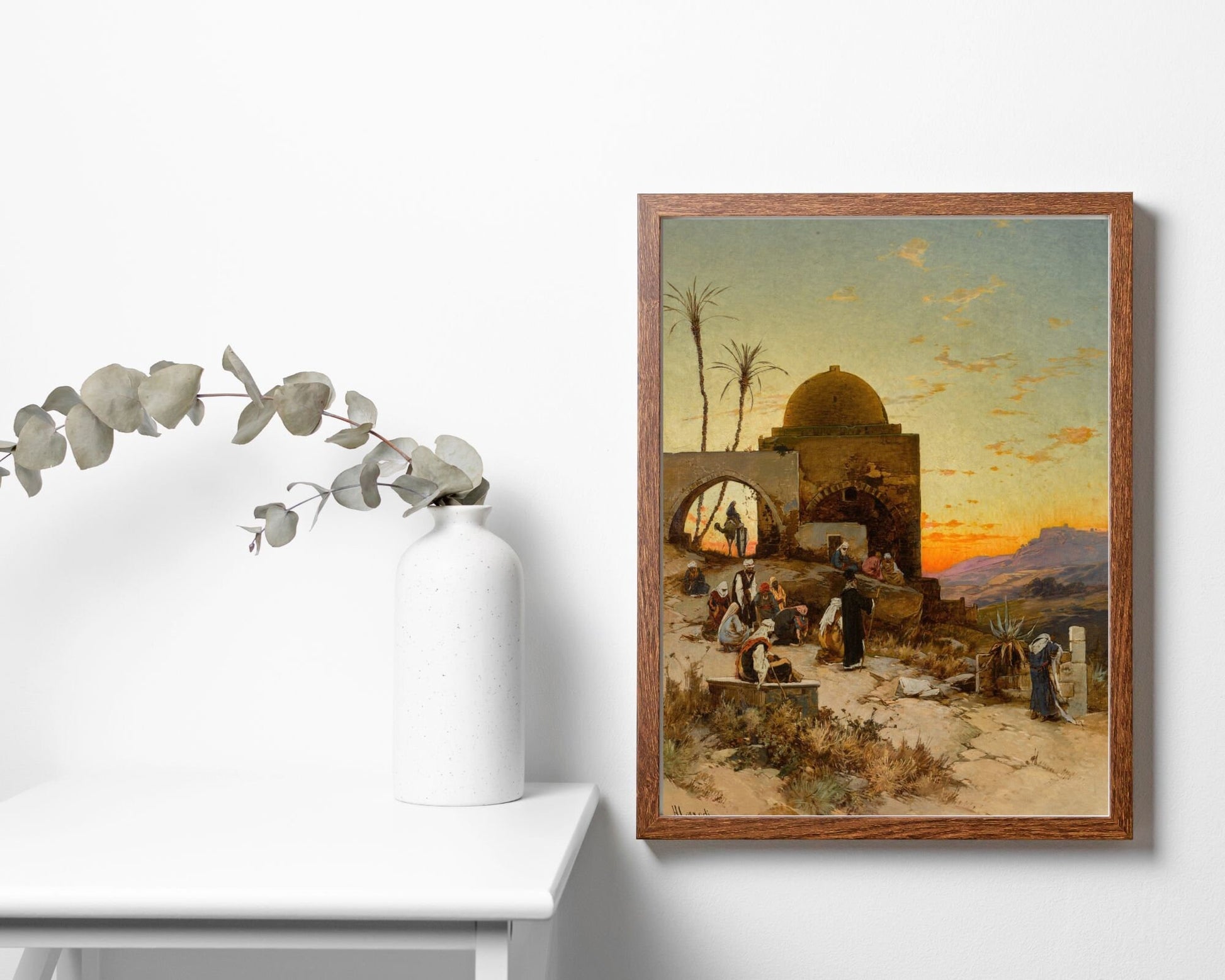 Evening Prayers Outside Jerusalem by Hermann Corrodi Wall Art Print wood frame