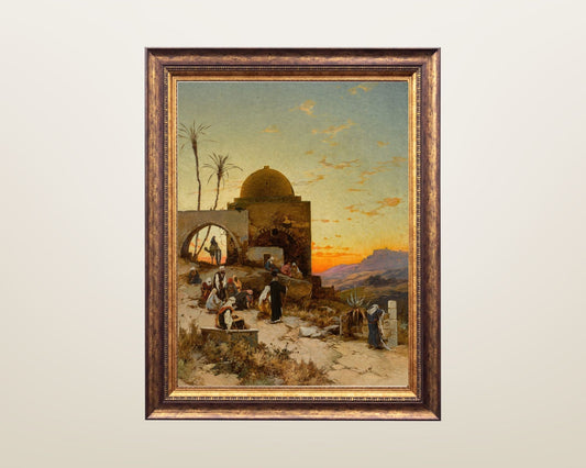 Evening Prayers Outside Jerusalem by Hermann Corrodi Wall Art Print framed