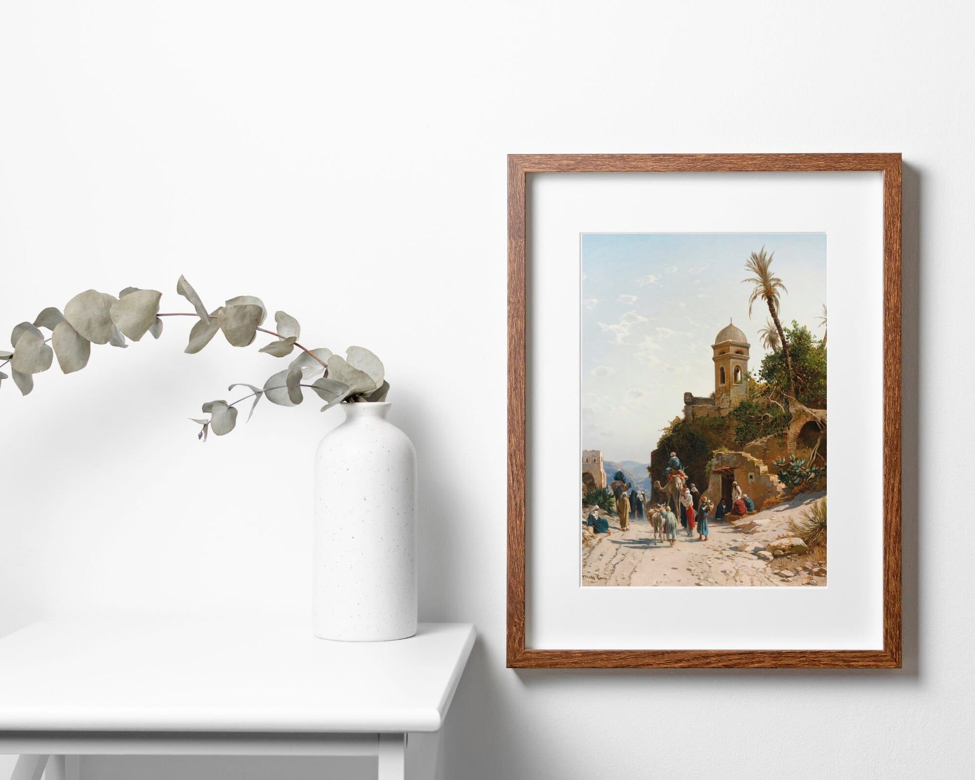 On the Road to Jerusalem Painting by Hermann David Art Print wood framed