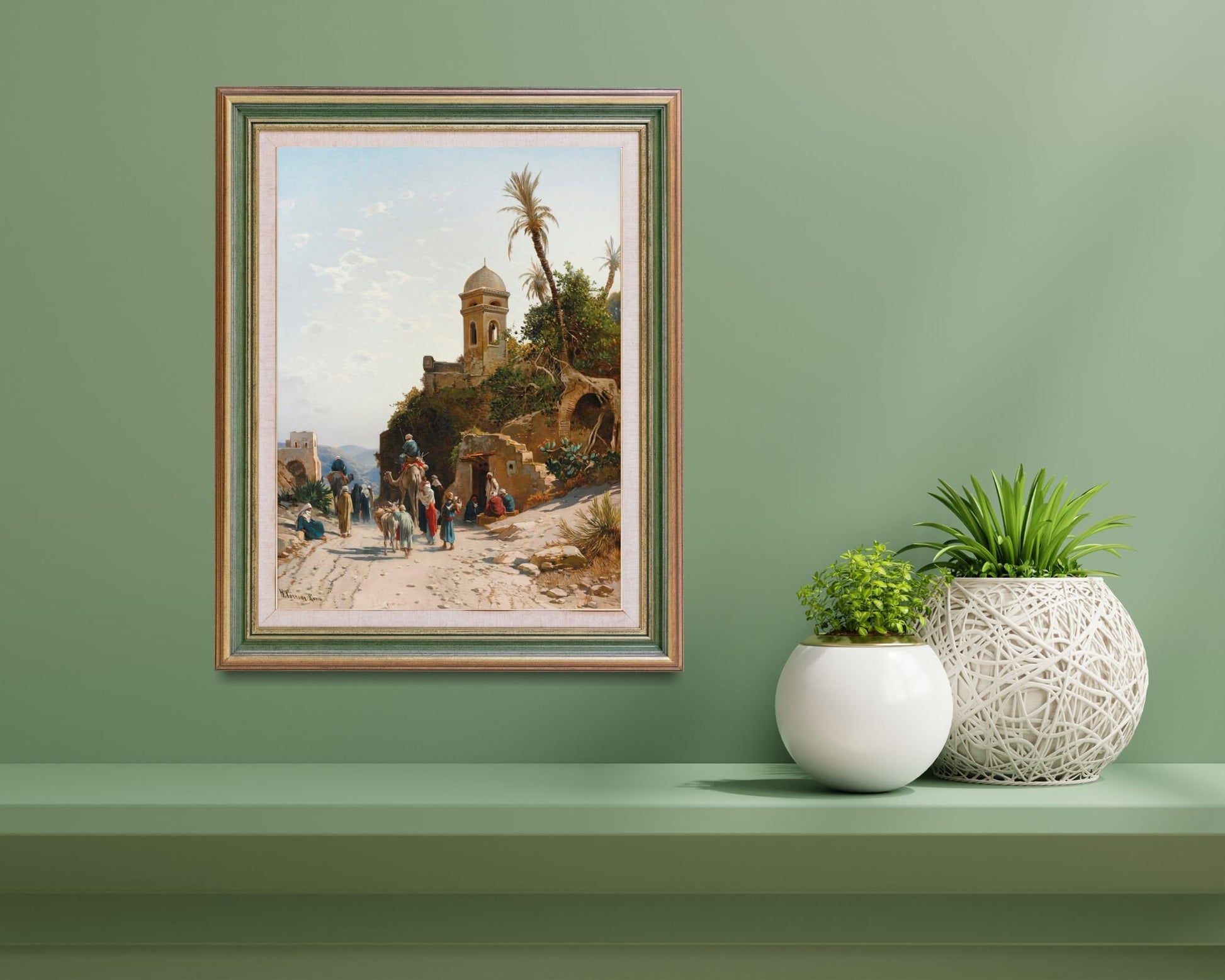 On the Road to Jerusalem Painting by Hermann David Art Print framed
