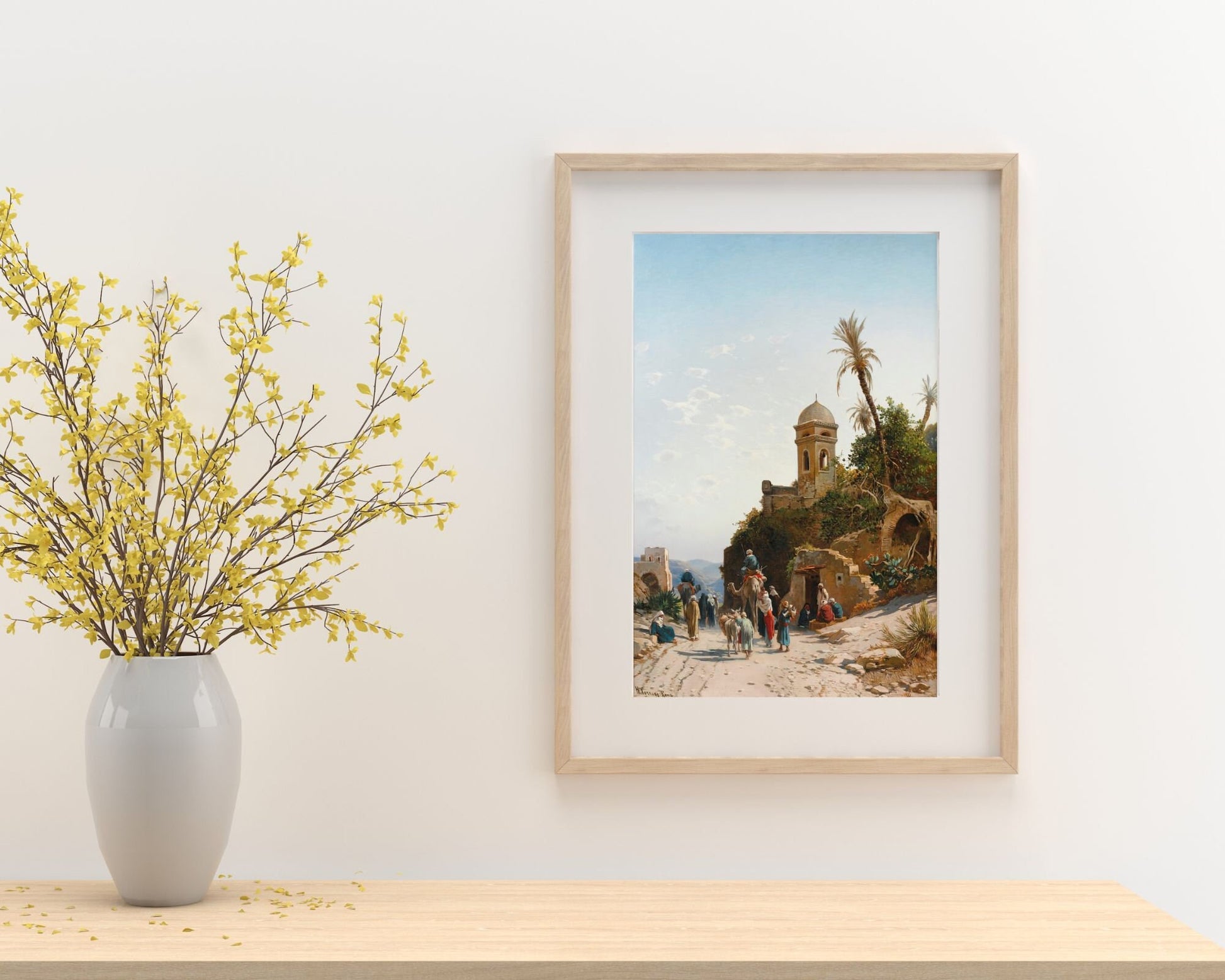 On the Road to Jerusalem Painting by Hermann David Art Print wood frame