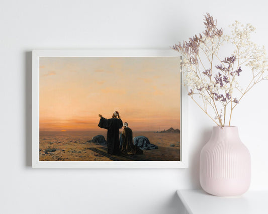 Morning Prayers Painting by August Veillon Wall Art Print white frame