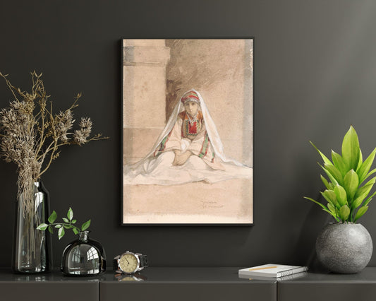 Girl From Jerusalem Painting by Juliaan De Vriendt Wall Art Print framed