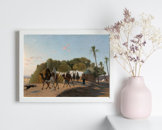 Leaving the Oasis Painting by Jean Leon Gerome Wall Art Print white frame