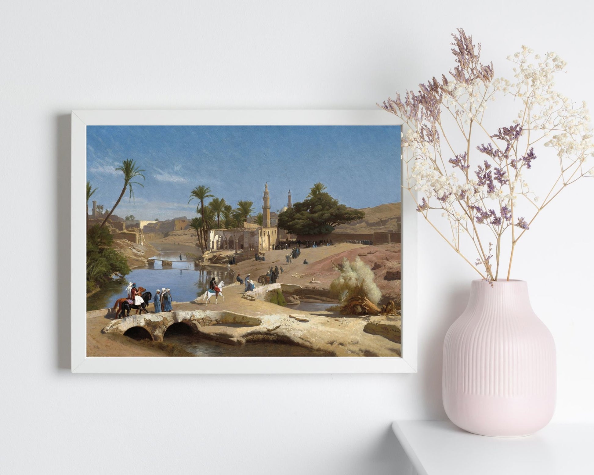 View from Medinat El-Fayoum by Jean Leon Gerome Art Print white frame