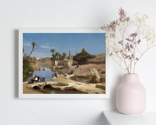 View from Medinat El-Fayoum by Jean Leon Gerome Art Print white frame