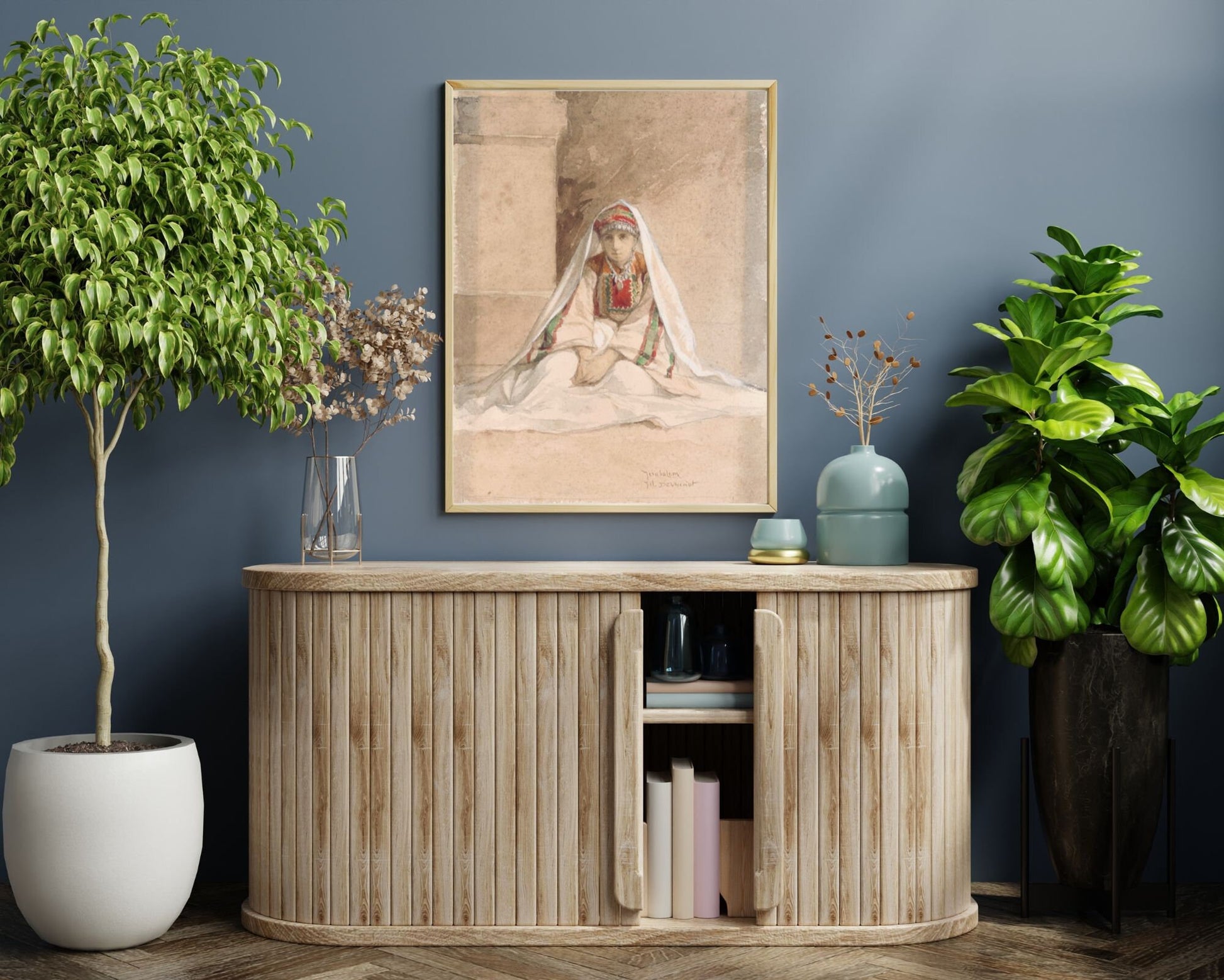Girl From Jerusalem Painting by Juliaan De Vriendt Wall Art Print framed 