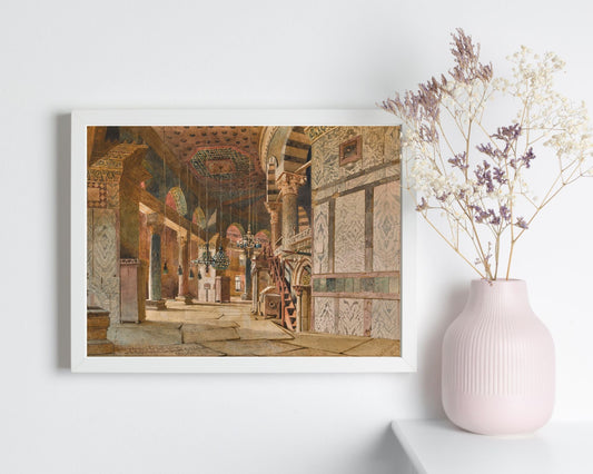 The Inner Corridor of the Dome of the Rock Painting by Carl Haag Art Print white frame