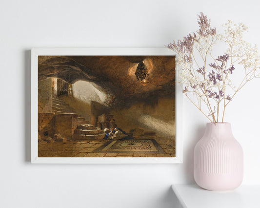 The Cave Beneath The Holy Rock Painting by Carl Haag Art Print white frame