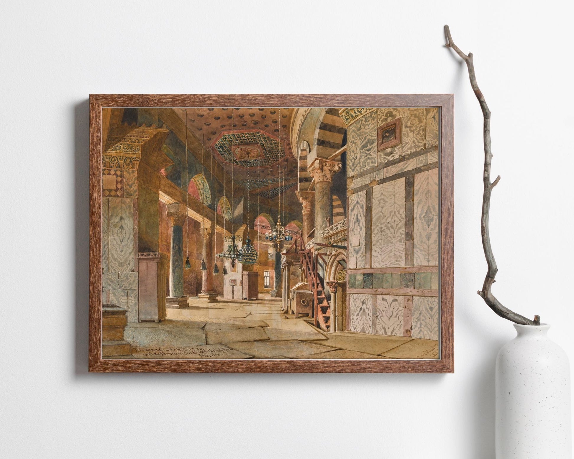 The Inner Corridor of the Dome of the Rock Painting by Carl Haag Art Print wood frame