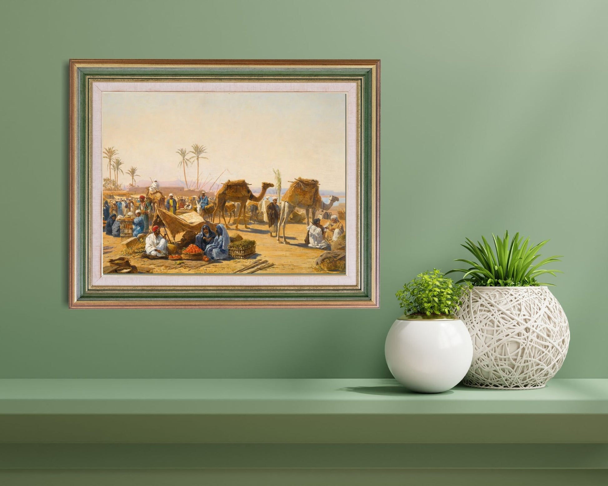 The Street Market Painting by Ludwig Hans Fischer Wall Art Print framed