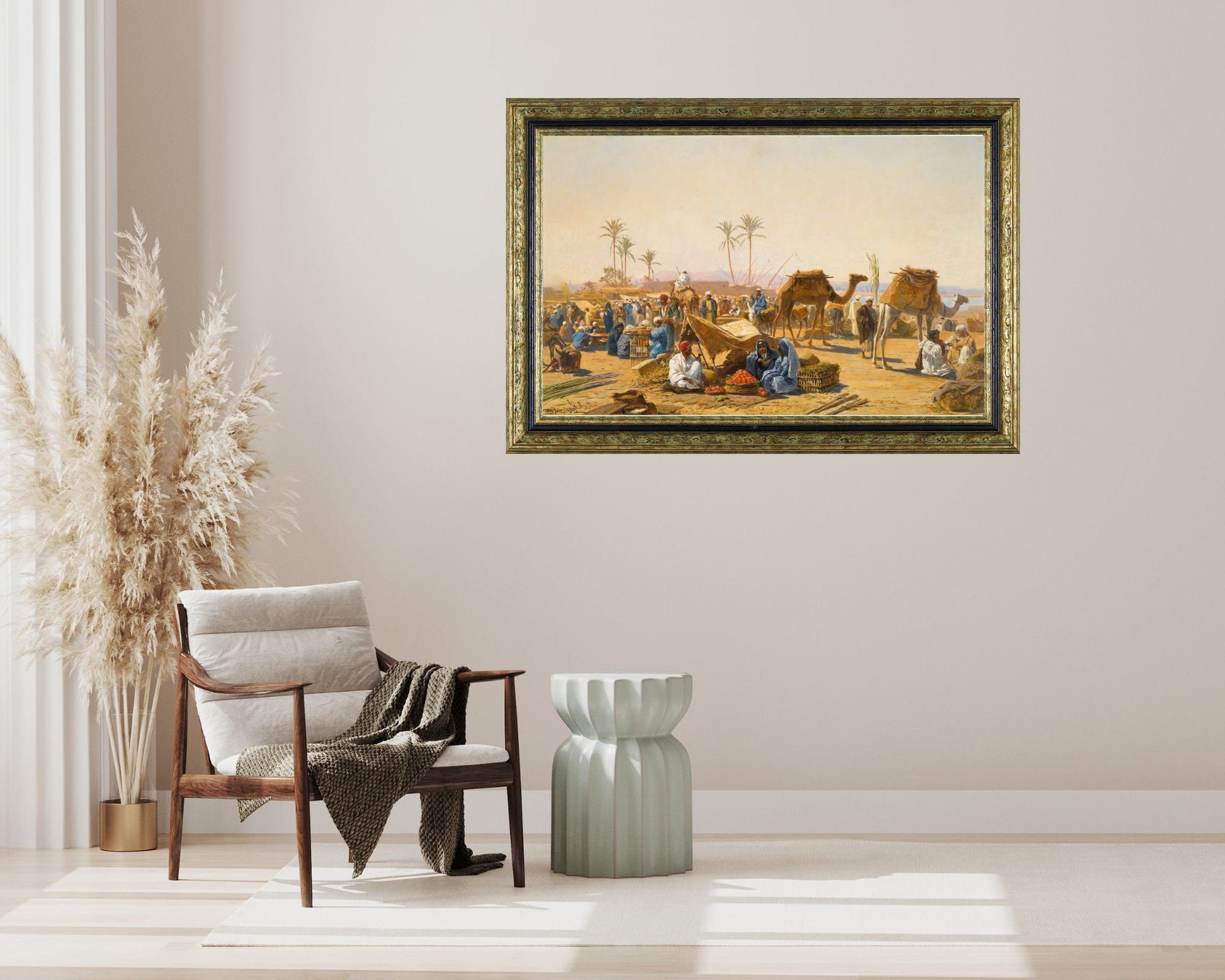 The Street Market Painting by Ludwig Hans Fischer Wall Art Print framed on wall