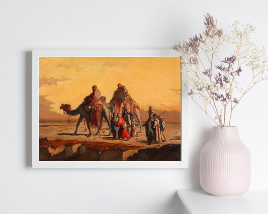 Desert Scene Painting by Francisco Lameyer Wall Art Print white frame
