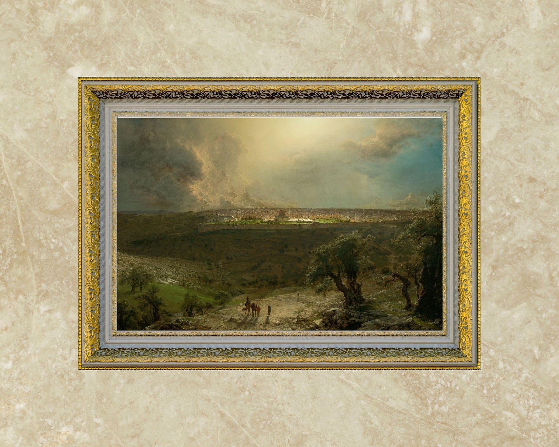 Jerusalem from the Mount of Olives Painting by Fredric Edwin Wall Art Print framed