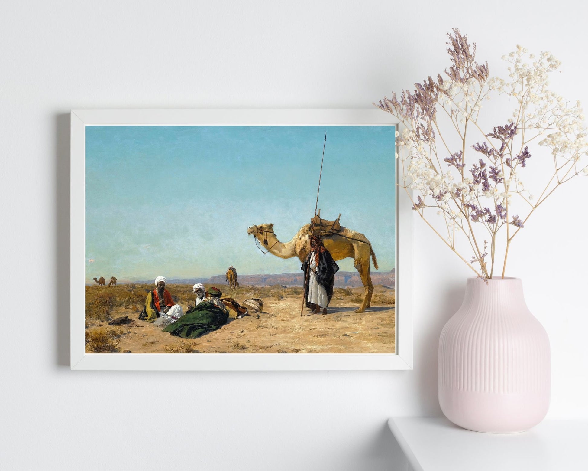 Rest in the Syrian Desert Painting by Eugen Bracht Art Print white framed