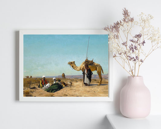 Rest in the Syrian Desert Painting by Eugen Bracht Art Print white framed