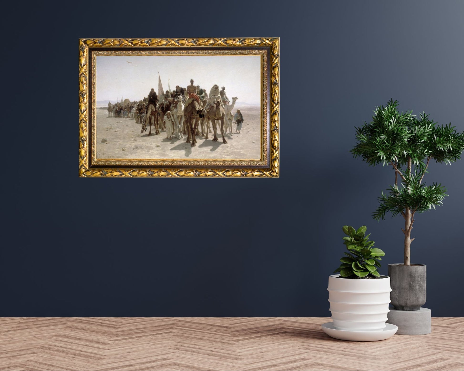 Pilgrims Going to Mecca by Leon Adolphe Auguste Wall Art Print hanging on wall
