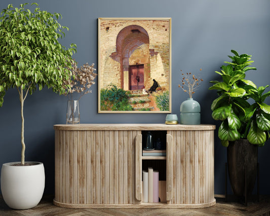 Entrance to the Mosque Painting by Panos Terlemezian Art Print reproduction