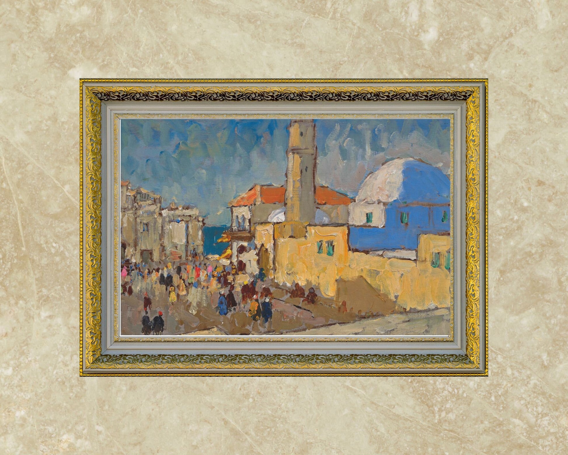 A Mosque in Jaffa Painting by Konstantin Gorbatov Art Print framed