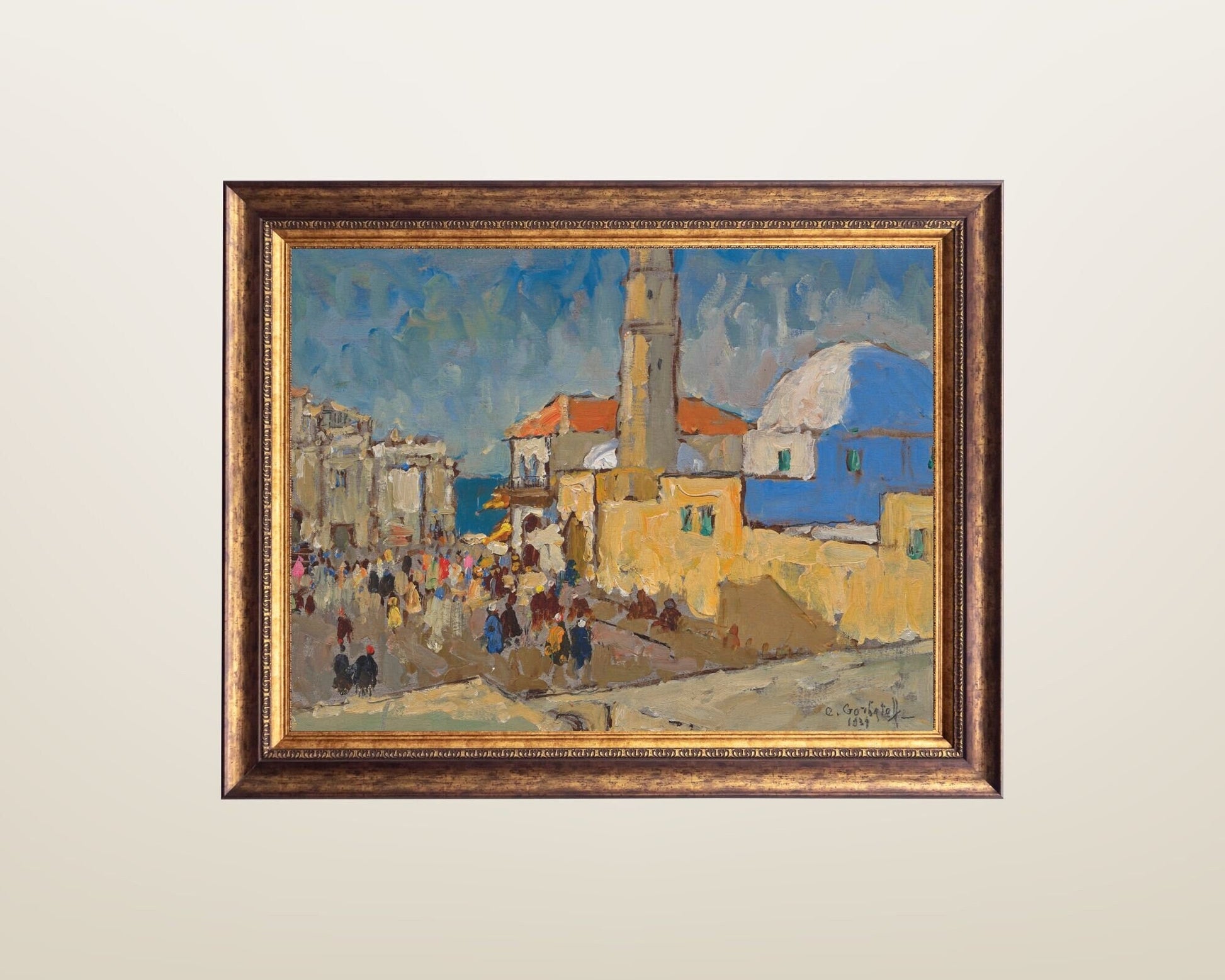 A Mosque in Jaffa Painting by Konstantin Gorbatov Art Print framed