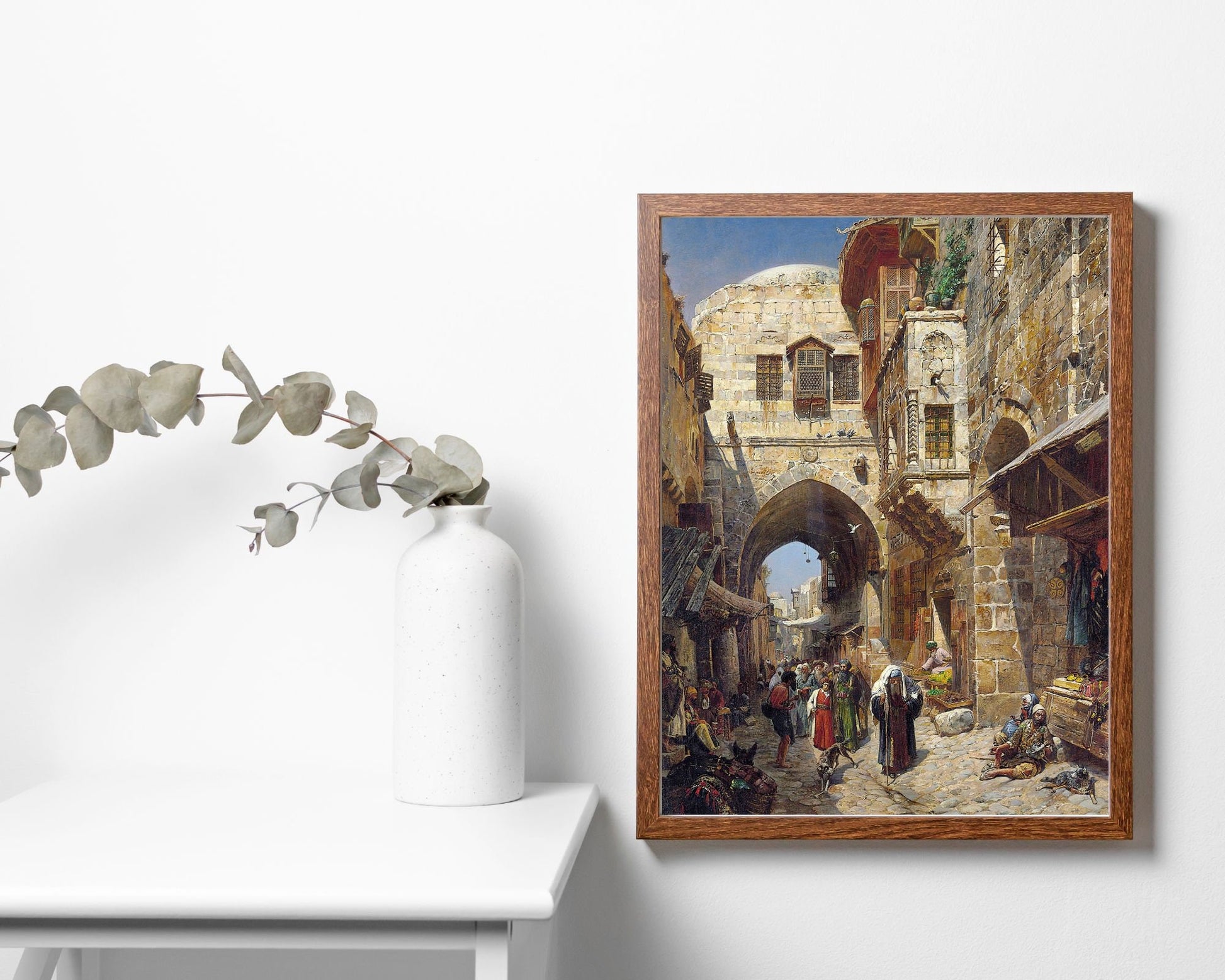 David Street Painting by Gustav Bauernfeind Wall Art Print wood frame