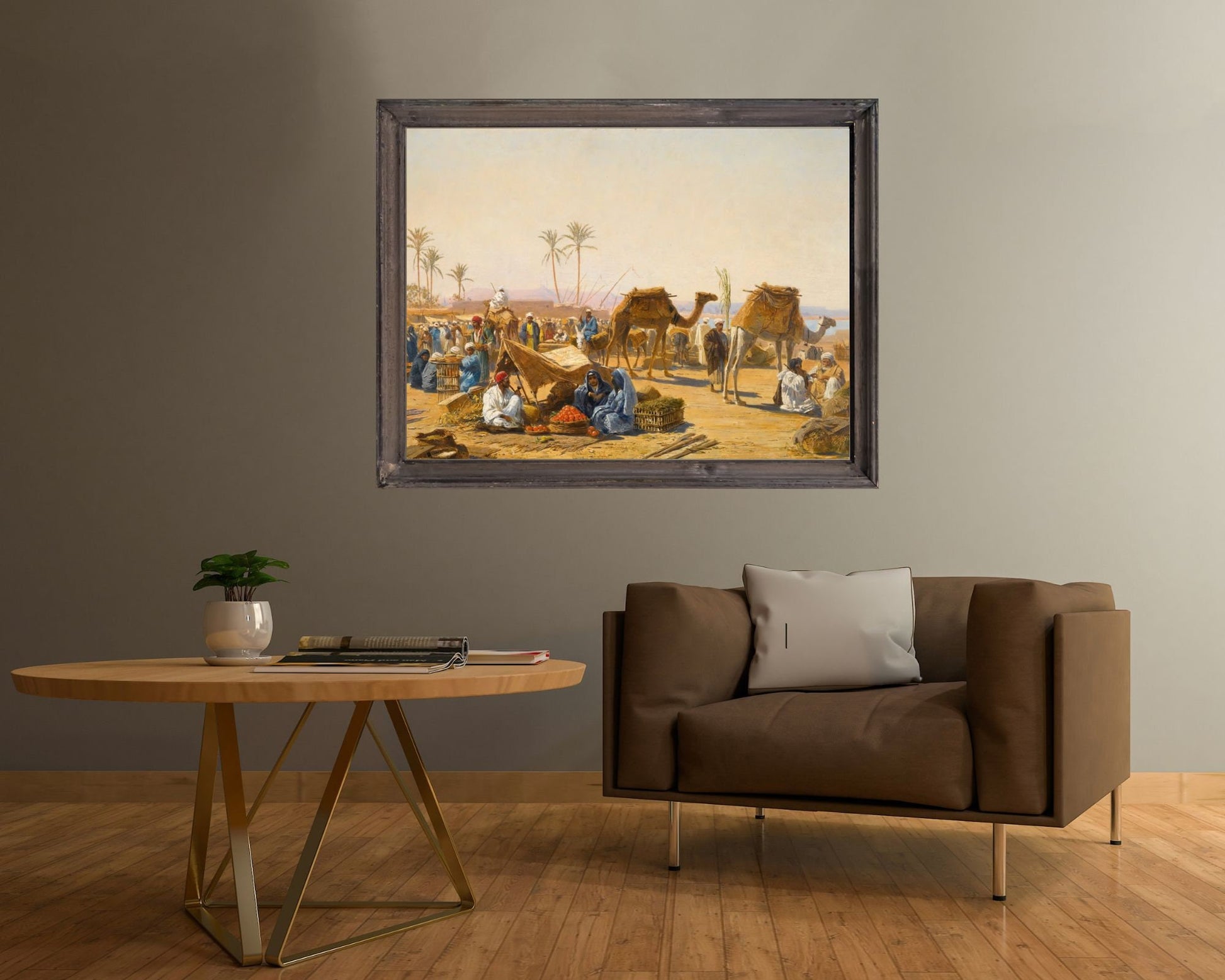 The Street Market Painting by Ludwig Hans Fischer Wall Art Print framed