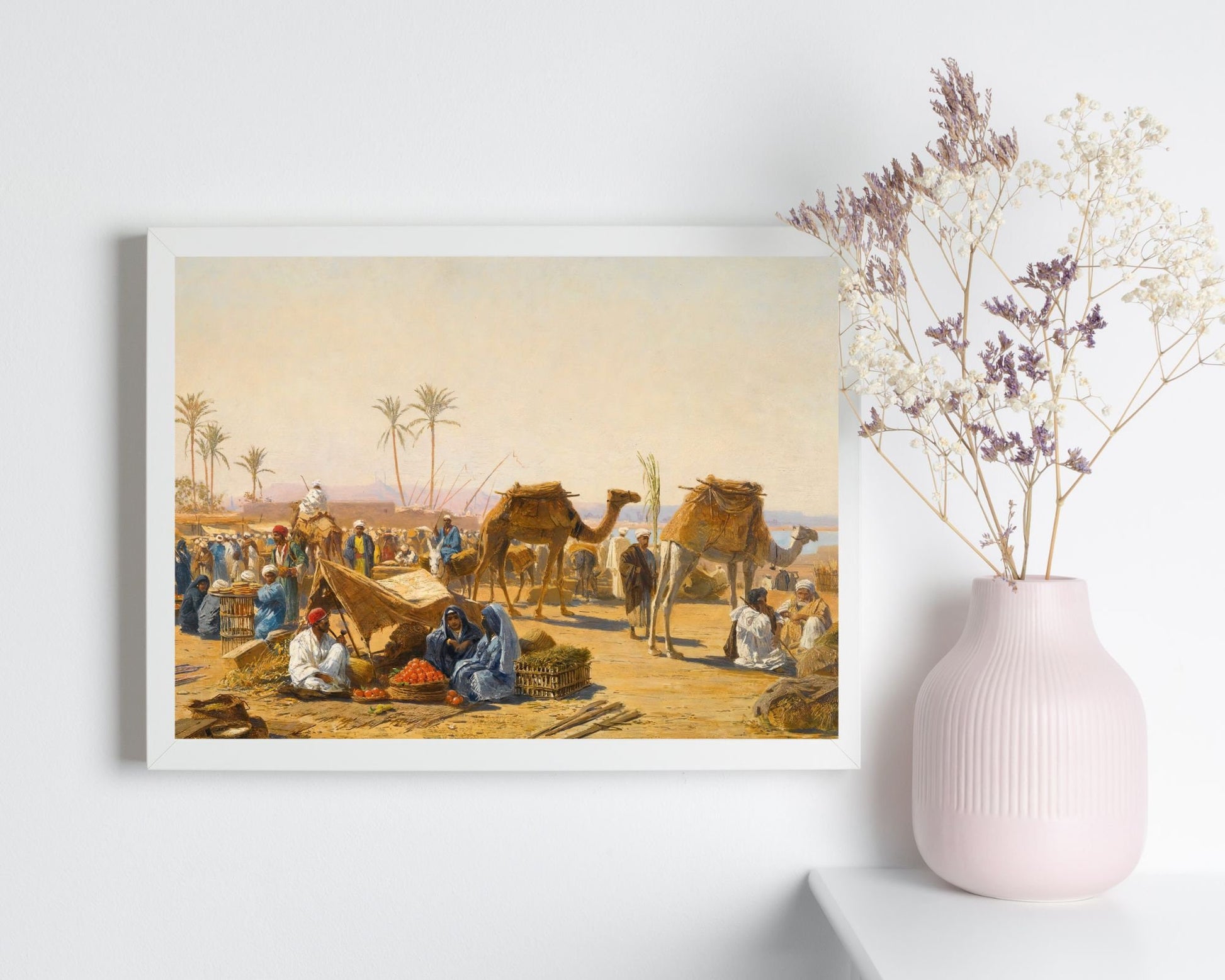 The Street Market Painting by Ludwig Hans Fischer Wall Art Print white frame