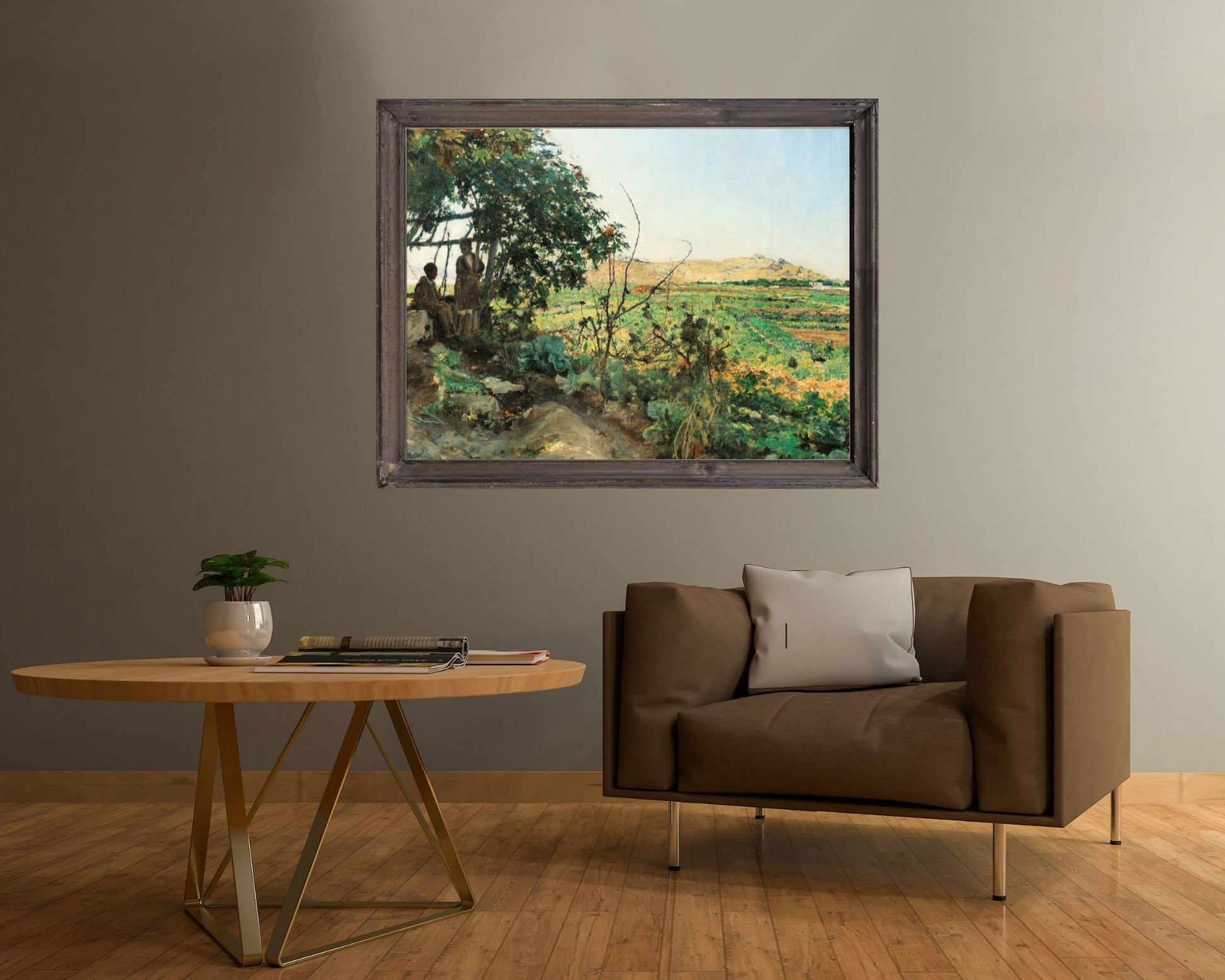 Landscape of the Suburbs of Tunis by Emile Friaht Wall Art Print framed