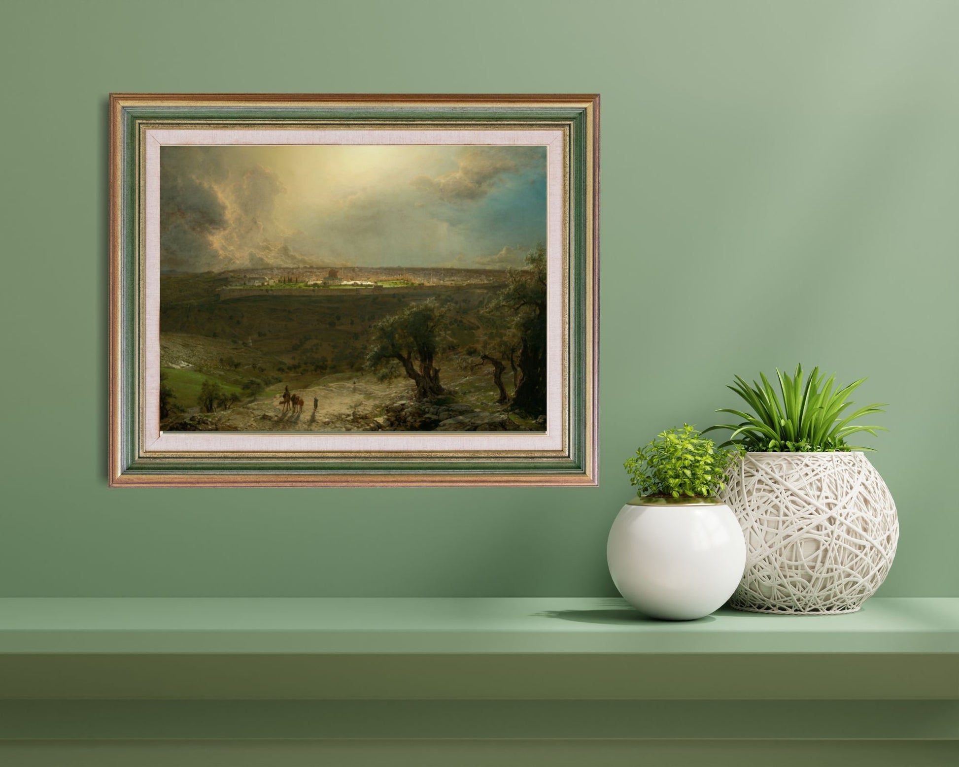 Jerusalem from the Mount of Olives Painting by Fredric Edwin Wall Art Print framed