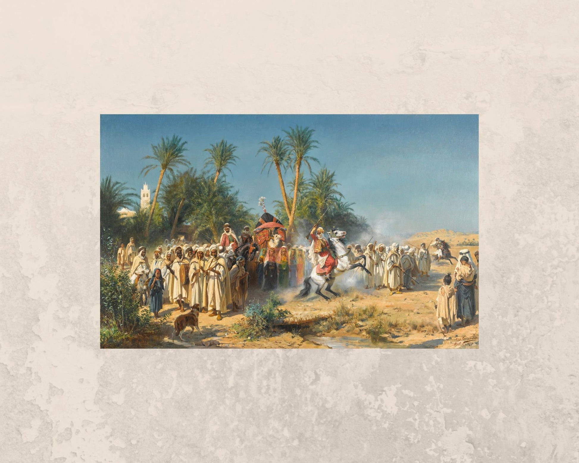 Celebration at Biskra Painting by Eugine Alexis Girardet Wall Art Print reproduction